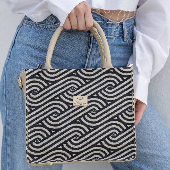 Τσάντα Χειρός Mini Tote Art On Stars Kyma Black 281