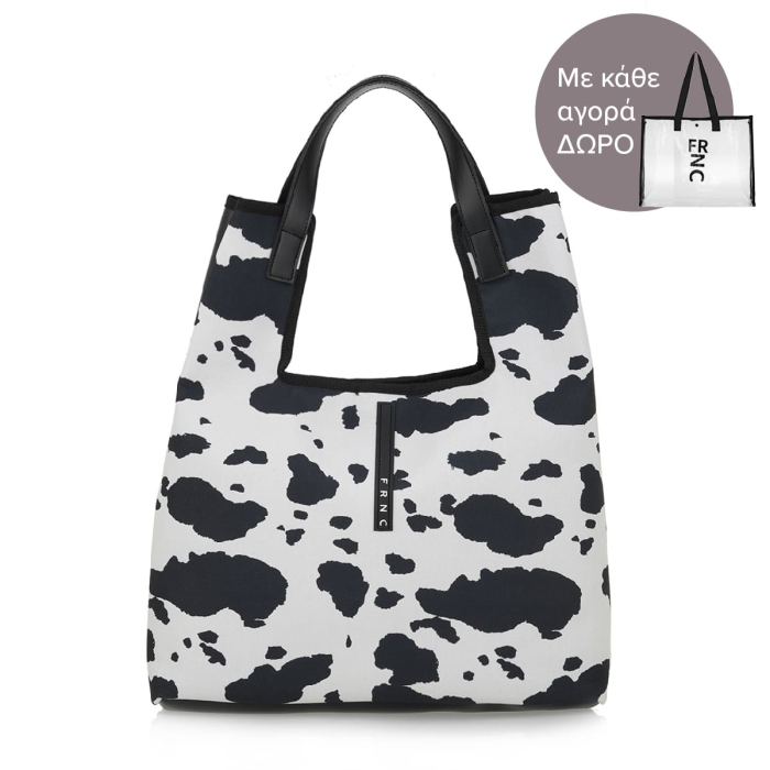 Τσάντα Ώμου FRNC 5207 Εκρού / Μαύρο