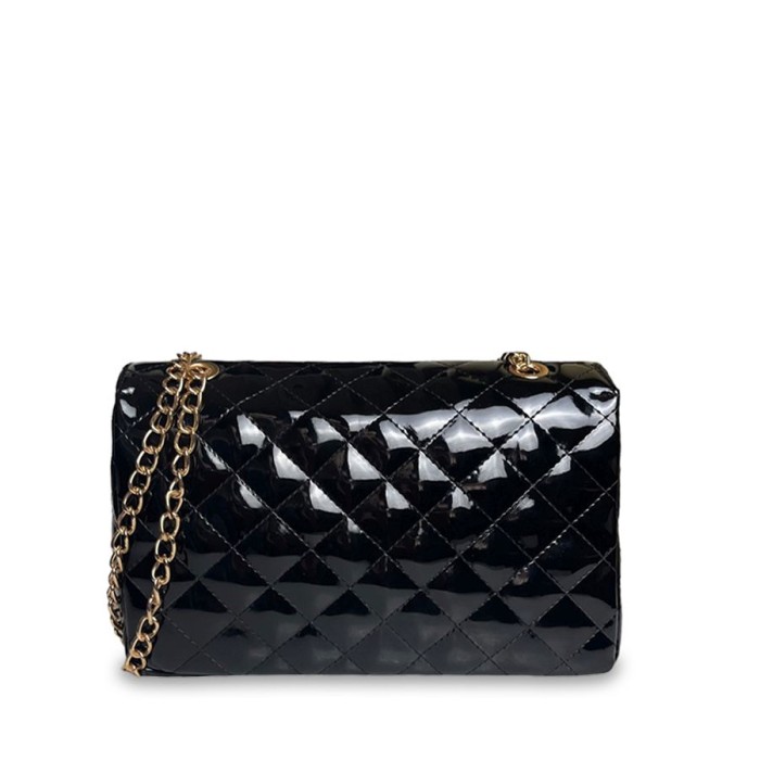 Τσάντα Ώμου Flap Quilted Hunter 54003294 Μαύρο Λουστρίνι