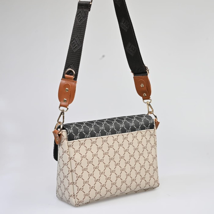 Τσάντα Χειρός / Χιαστί Lovely Essense Mosaic Bag 17ES-MON-00 Μπεζ / Μαύρο 