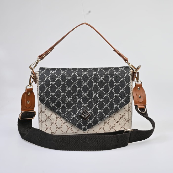 Τσάντα Χειρός / Χιαστί Lovely Essense Mosaic Bag 17ES-MON-00 Μπεζ / Μαύρο 