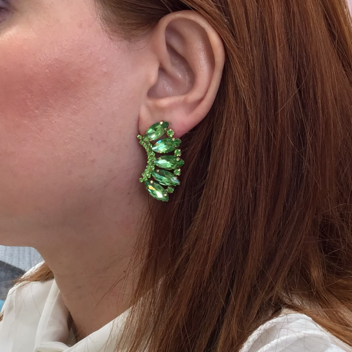 Κρεμαστά σκουλαρίκια με πράσινες πέτρες 